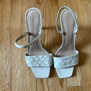 Veronica Beard Cream Woven Strap Heels